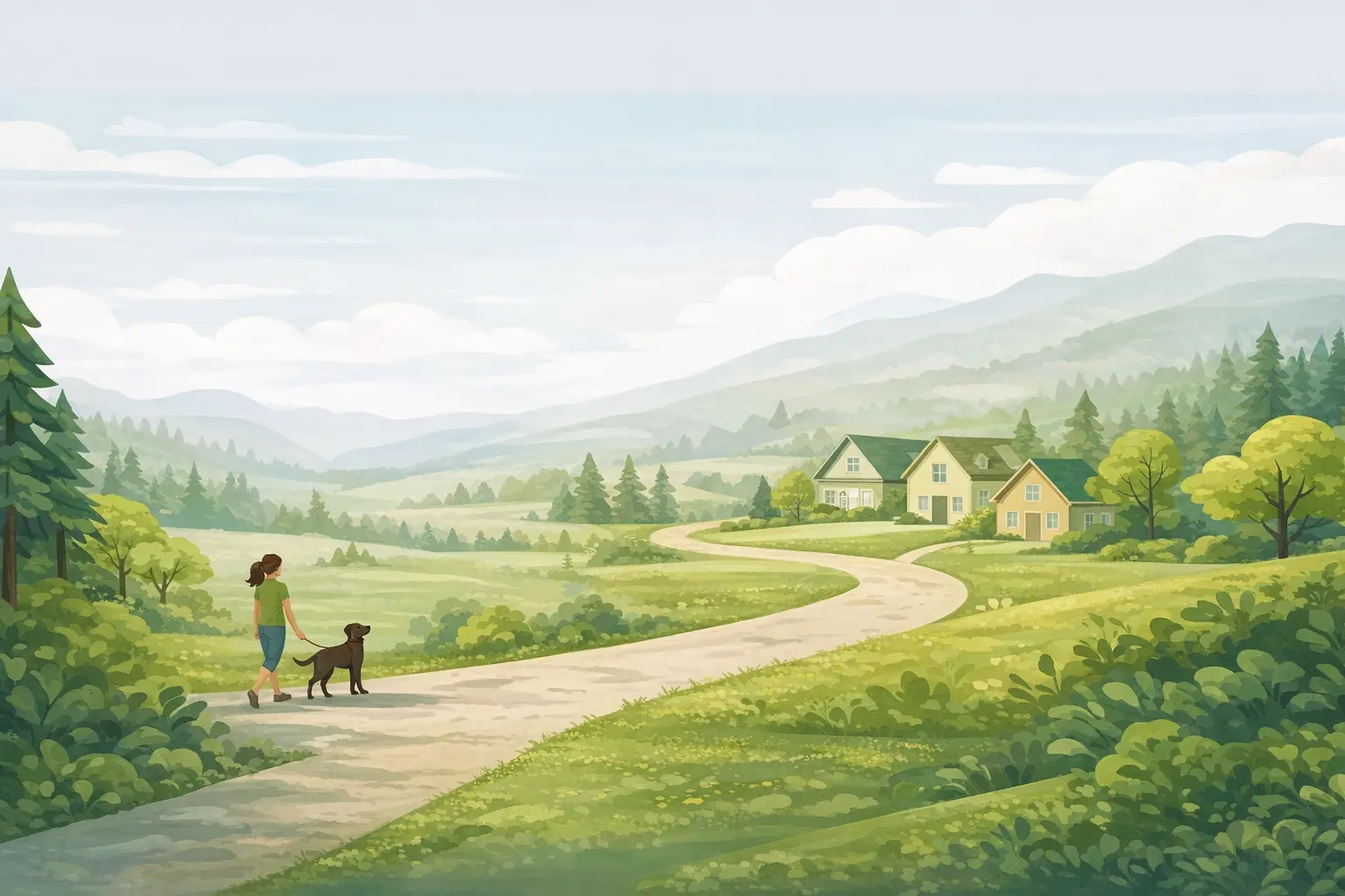 woman walking with dog